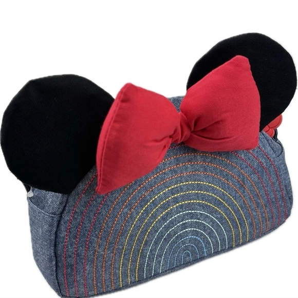 Disney Other - Disney Denim Embroidered Minnie Mouse Bow Bag Purse Miny 8"x5"